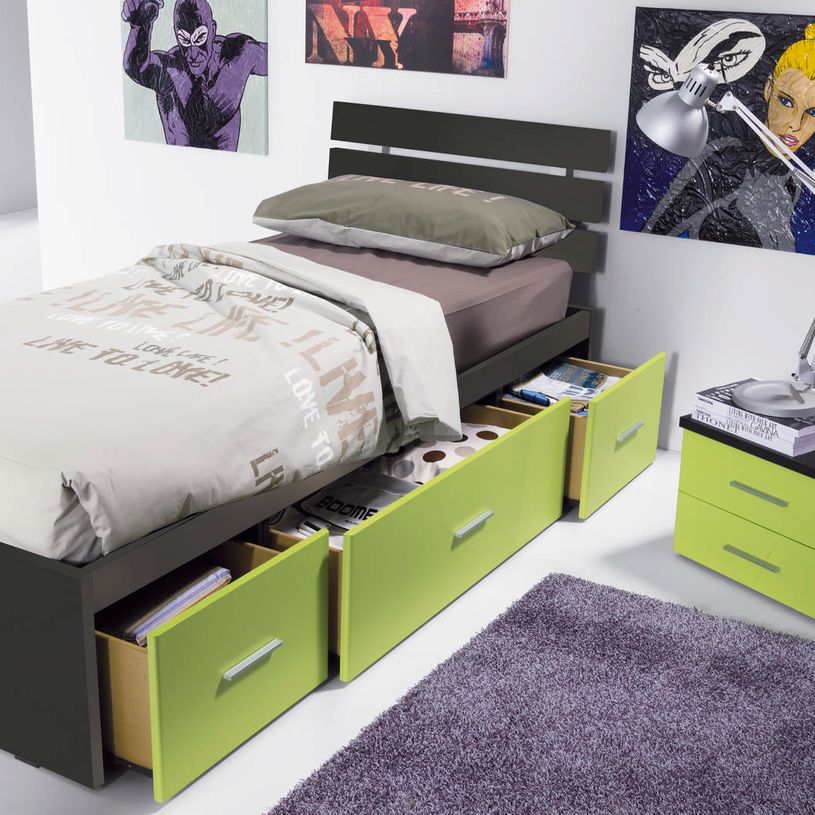 Pollok Arredamenti - Camere da letto con base a cassetti verdi